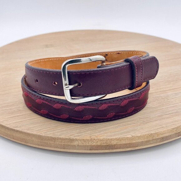 Vintage Tony Lama Belt Womens 26 Cherry Red Full Grain Leather Western USA main image 11